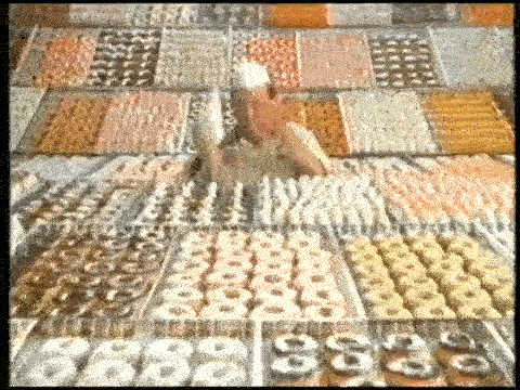 Zoom van een oude donut winkel